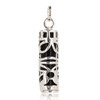 Pendentif argent rhodié tiki porte bonheur tahitien avec onyx - vue V1