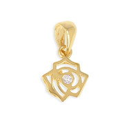 Pendentif plaqué or fleur camélia avec cubic zirconia
