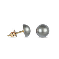 Boucles d'oreille plaqué or cabochon perle d'imitation grise