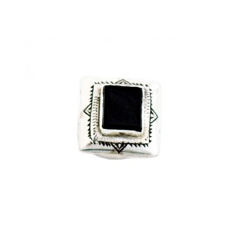 Bague carrée et agate noire
