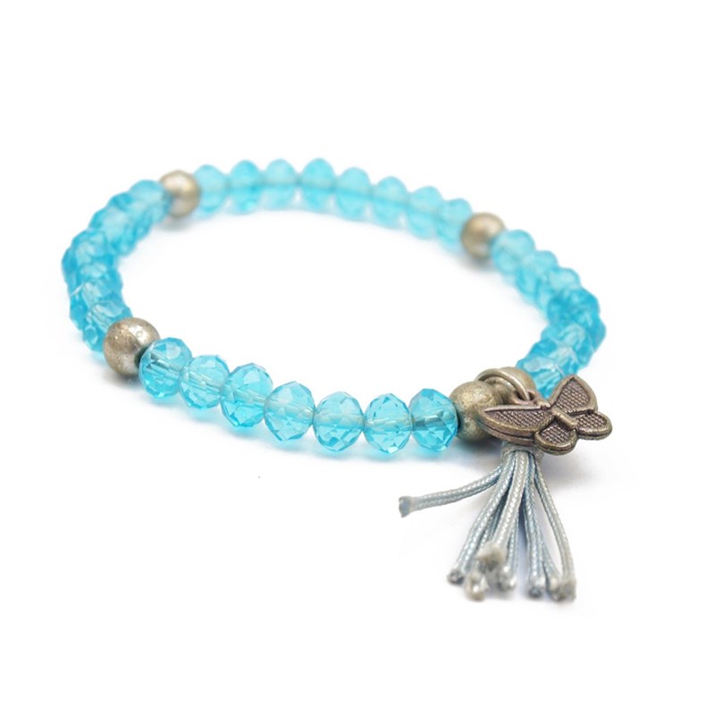 Bracelet perles cristal et breloque papillon