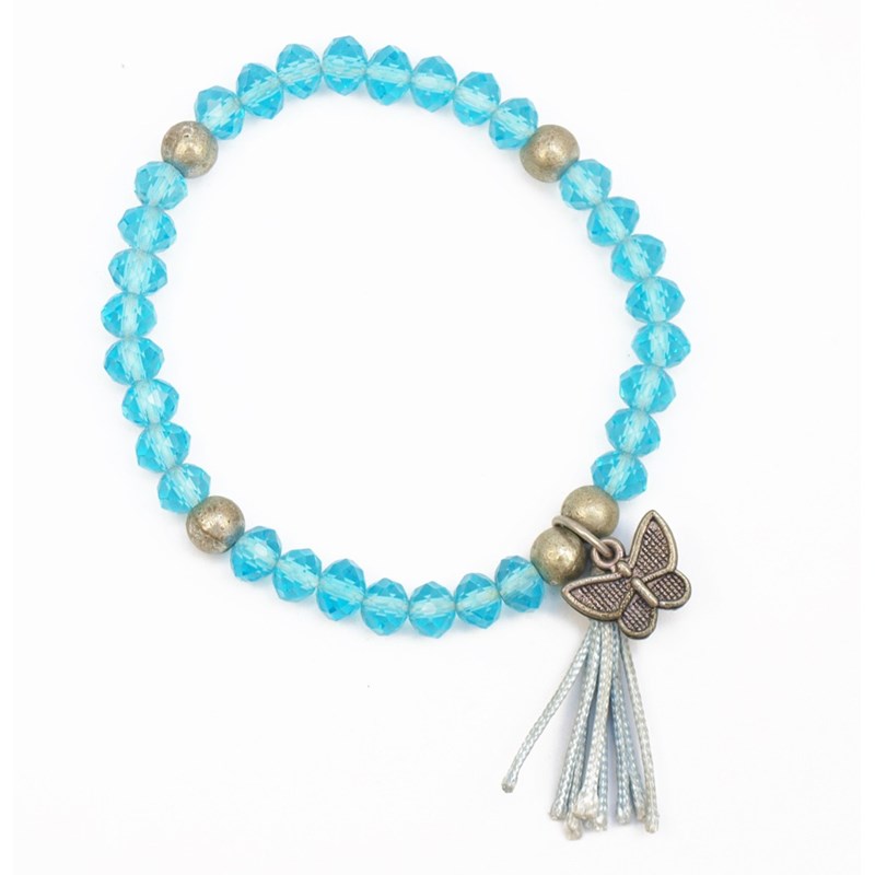 Bracelet perles cristal et breloque papillon - vue 2