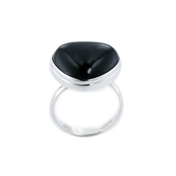 Bague triangle agate noire argent réglable