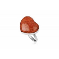 Bague coeur en gorgone rouge