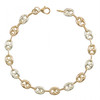 Bracelet Femme 2 Ors -  Or Bicolore - Maille Grain de Café Jaune et Blanc - vue V1