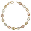 Bracelet Femme 3 Ors - Or Tricolore - Grain de Café Jaune, Blanc et Rose - vue V1