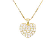 Collier Femme Or Jaune - Motif Coeur - Pavé de Zirconiums