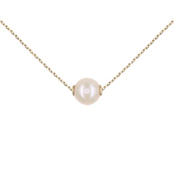 Collier Or Jaune - Pendentif Perle - Femme
