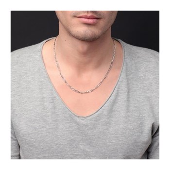 Collier - Chaine Homme Argent 925 - Maille Figaro Alternée 1+2 - 50cm