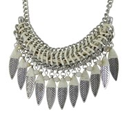 Magnifique Collier Feuilles et Perles Beiges