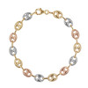 Bracelet Femme 3 Ors - Or Tricolore - Grain de Café Jaune, Blanc et Rose - vue V1
