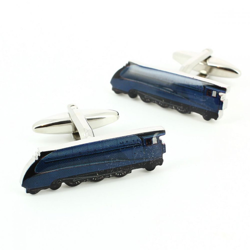 Boutons de manchette, Train Mallard steam bleu