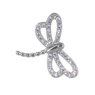 Pendentif Argent 925 Rhodié Libellule Ailes Ajourées et Strass