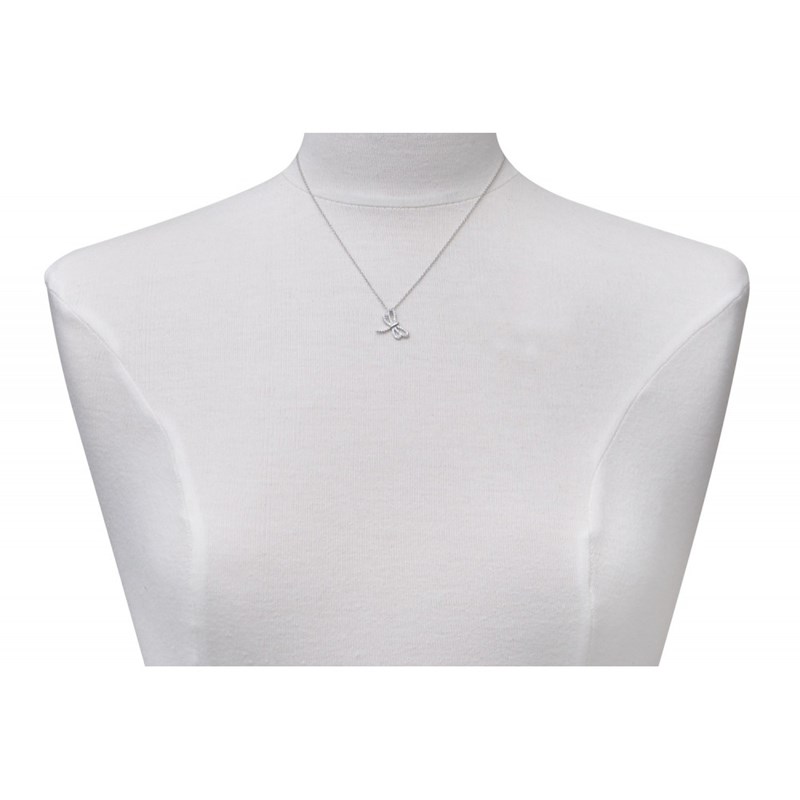 Pendentif Argent 925 Rhodié Libellule Ailes Ajourées et Strass - vue 2