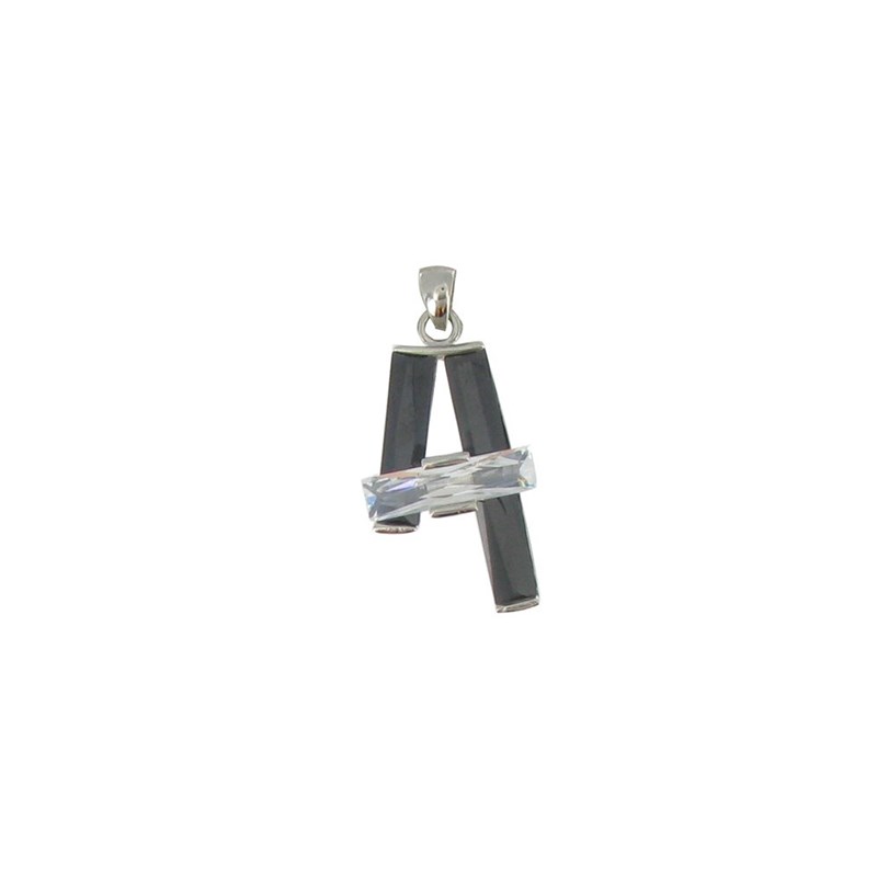 Pendentif Argent 925 Première Lettre Noir