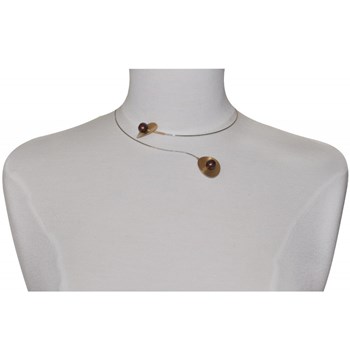 Silver Necklace 925 2 Water Lilies Vermeil Copper Pearl