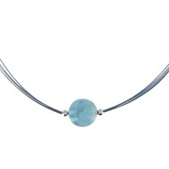 Collier Argent 3 Câbles Bleu et sa Perle de Larimar