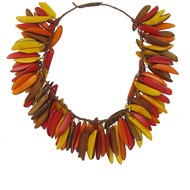 Collier Flamme en Tagua Jaune Orange et Rouge