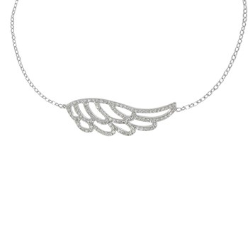 925 zilveren halsketting met engelenvleugel en strassteentjes