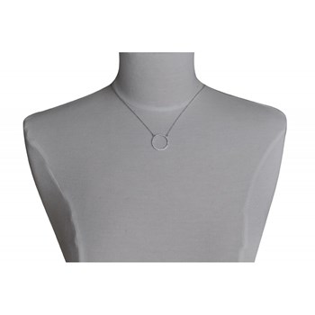 Rhodium 925 zilveren ketting met Strass cirkel