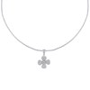 Collier Fleur Pendentif Argent 925 Rhodié et Strass - vue V1