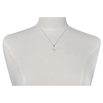 Zilver 925 Rhodium en Strass Bloemen Hanger Ketting