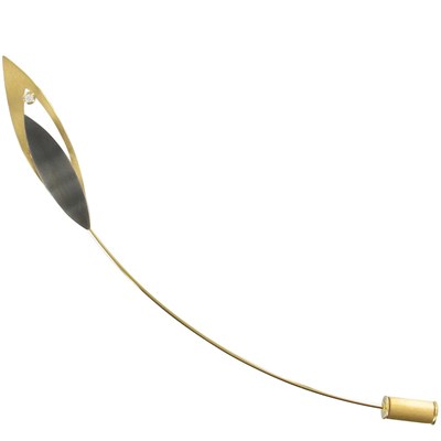 Broche Feuilles Argent Oxydé et Plaqué Or et Strass - vue V1