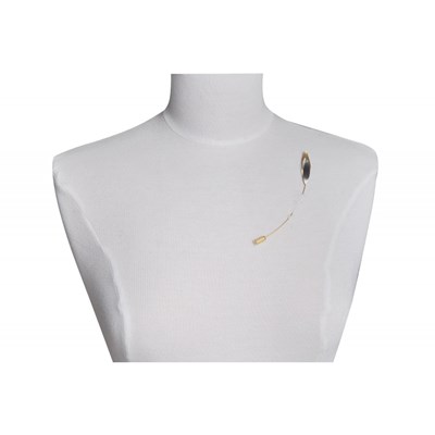 Broche Feuilles Argent Oxydé et Plaqué Or et Strass - vue V4