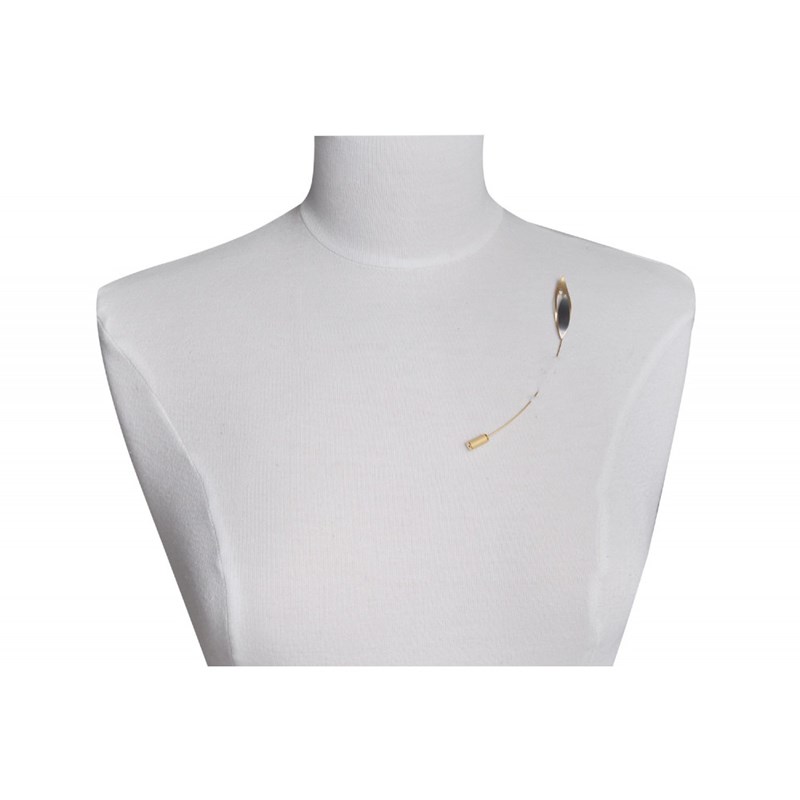 Broche Feuilles Argent Oxydé et Plaqué Or et Strass - vue V4