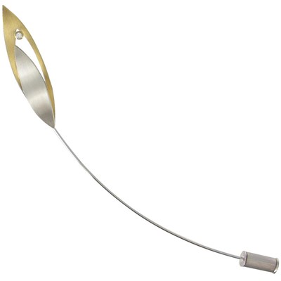 Broche Feuilles Argent et Plaqué Or et Strass - vue V1