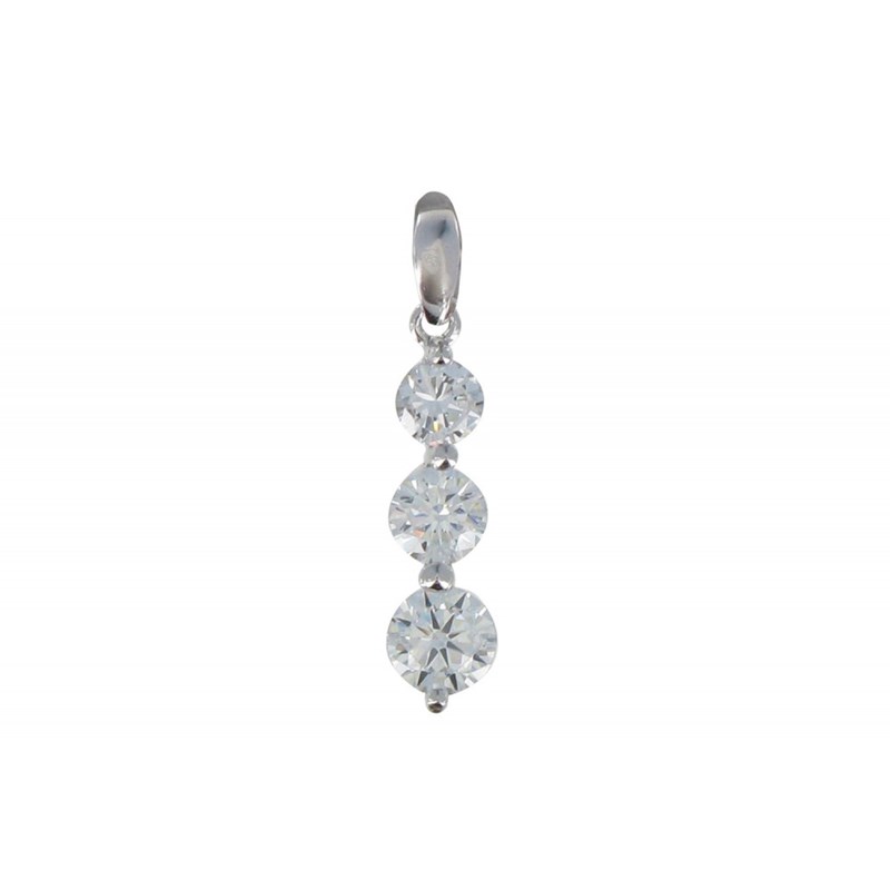 Collier Argent 925 Rhodié Pendentif Trois Strass - vue 2