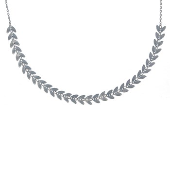 925 Rhodium Zilveren Laurier Ketting