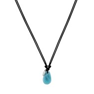 Collier Lien Noir et Goutte de Larimar