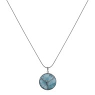 Collier Chaine Serpent Argent Pendentif Rond Trois Triangles de Larimar