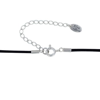 Collier Homme Cordon Noir Rectangle Corne Noir et Larimar