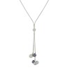 Grande Cravate en Argent 925 avec 3 Perles - Blanche, Noire, Grise - vue V1