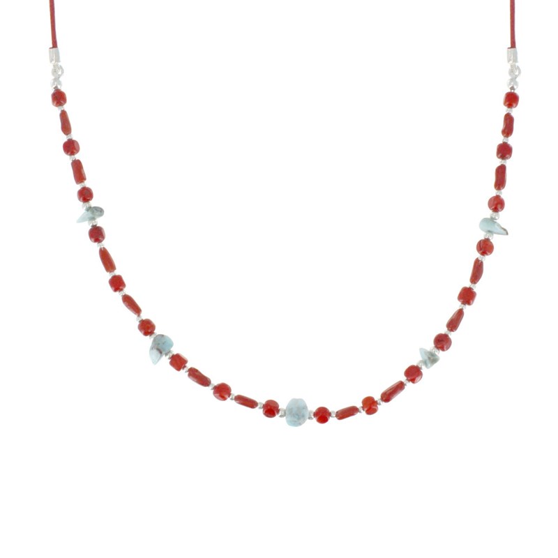 collier perle rouge femme