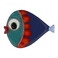 Broche Poisson émaillée Bleu
