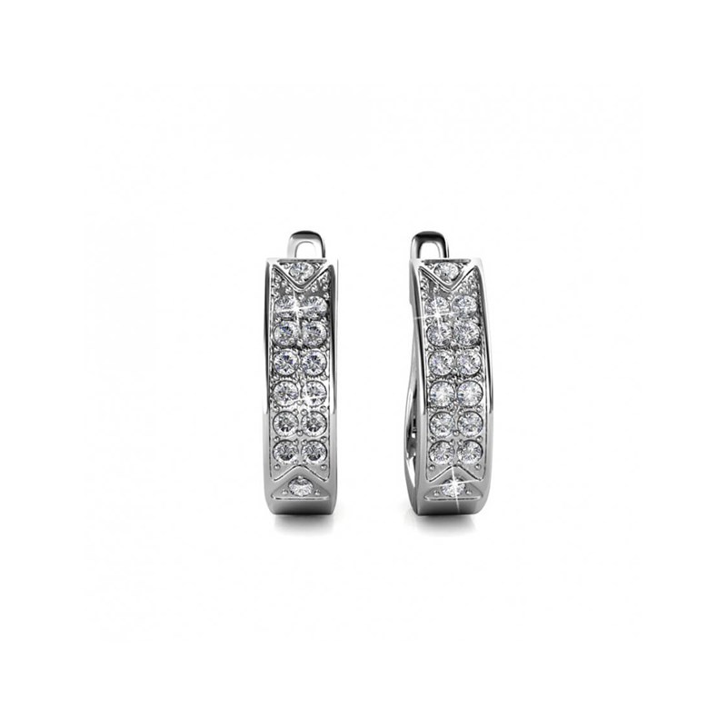 Boucles d'oreilles Meg Hoop - Argenté et Cristal - vue 2