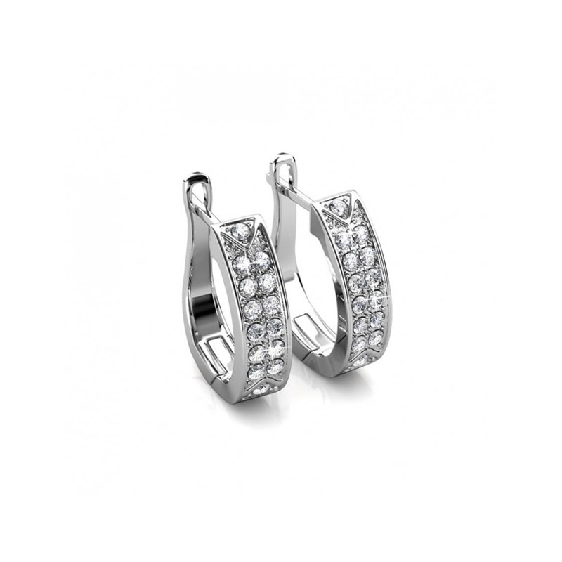 Boucles d'oreilles Meg Hoop - Argenté et Cristal - vue 3