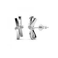 Boucles d'oreilles Luminous Bow - Argenté et Cristal