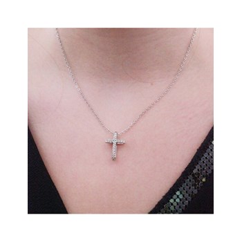 Pendentif Traverse - Argenté et Cristal