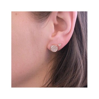 Boucles d'oreilles Round - Or Rosé et Cristal
