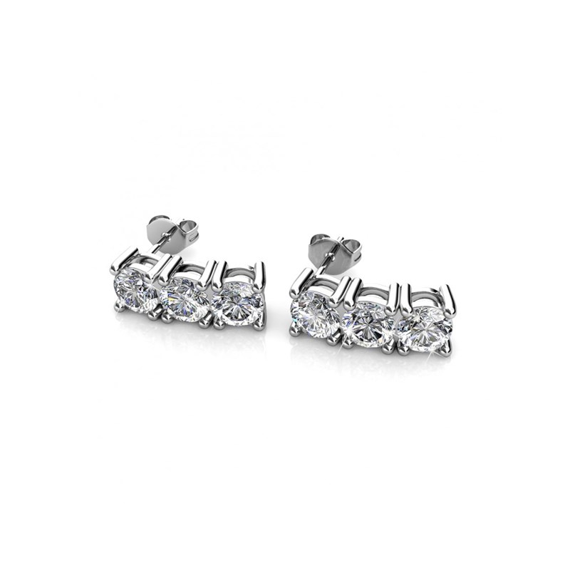 Boucles d'oreilles Tri - Argenté et Cristal - vue 2