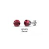 Boucles d'oreilles Birth Stone Janvier - Argenté et Rouge - vue V3