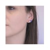 Boucles d'oreilles Birth Stone Septembre - Argenté et Marine - vue V2