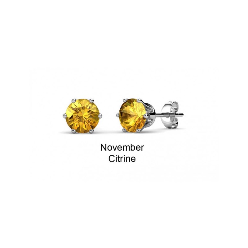 Boucles d'oreilles Birth Stone Novembre - Argenté et Jaune - vue 3