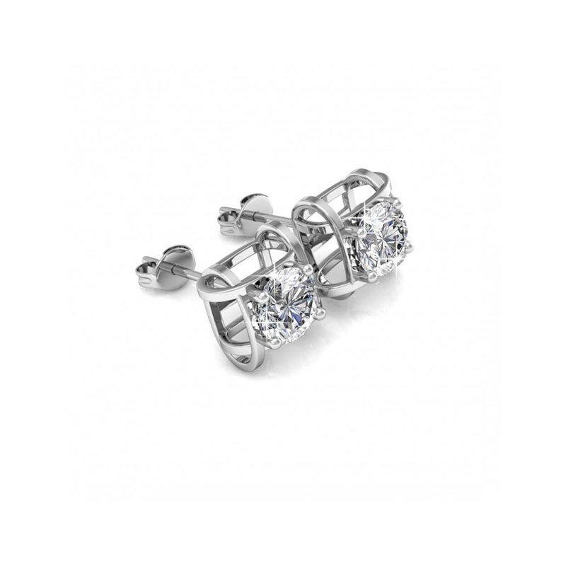 Boucles d'oreilles Roxy  - Argenté et Cristal - vue 2