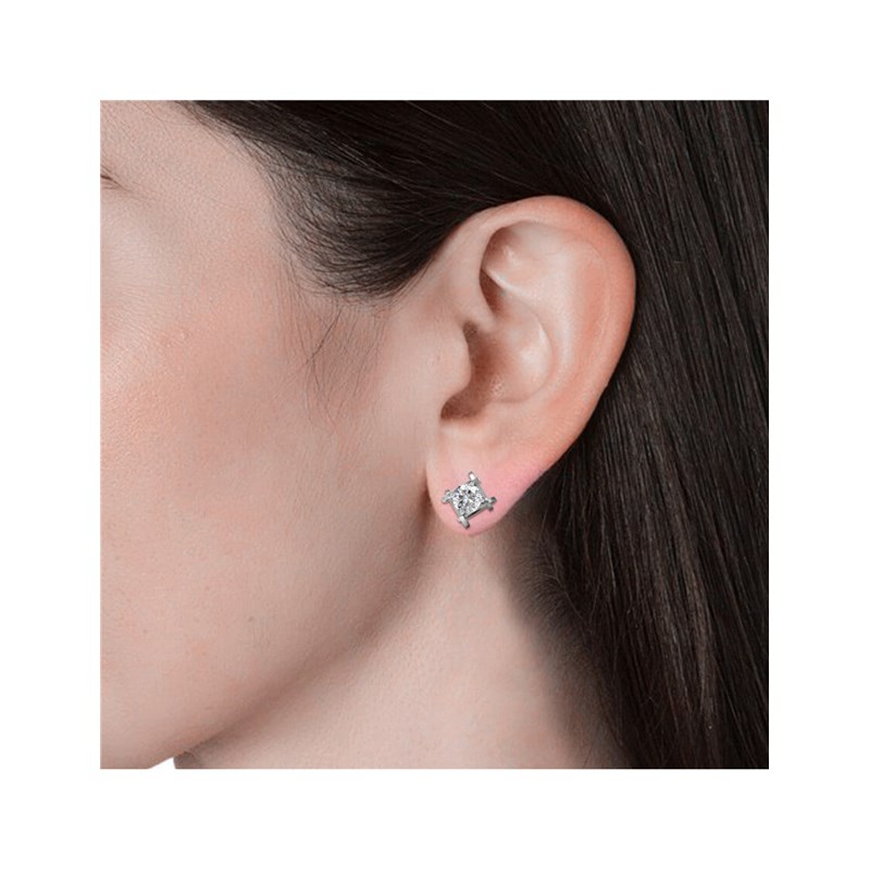 Boucles d'oreilles Roxy  - Argenté et Cristal - vue 3