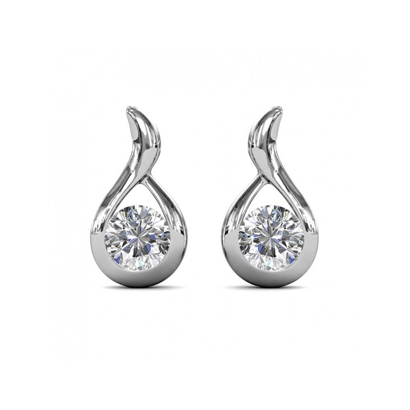 Boucles d'oreilles Wavvy - Argenté et Cristal - vue 2
